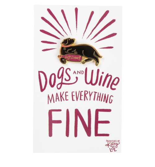 dogs and wine enamel pin - the salty hive