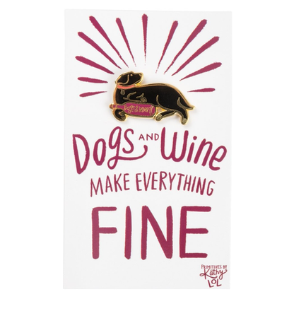 dogs and wine enamel pin - the salty hive