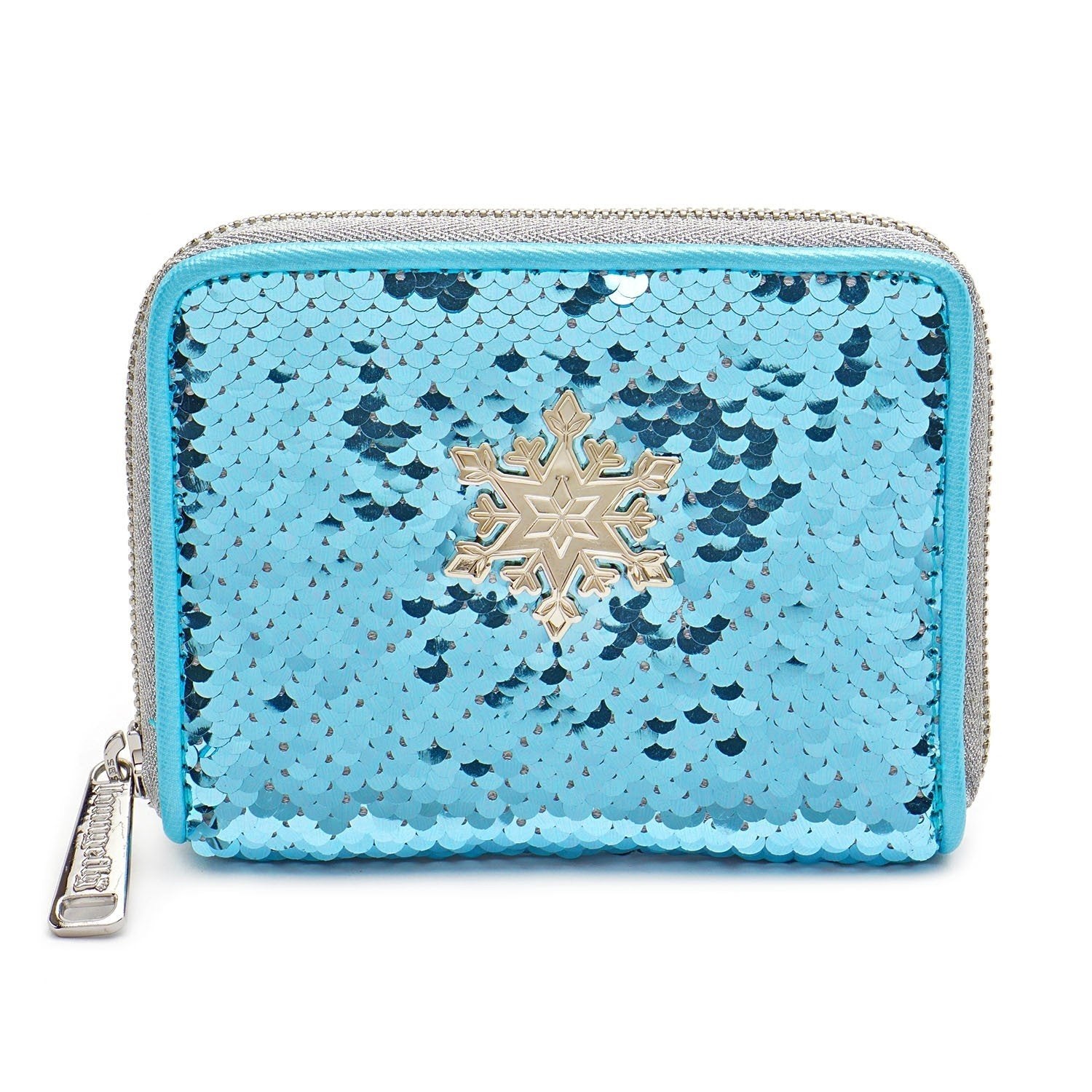 loungefly x disney frozen elsa reversible sequin wallet