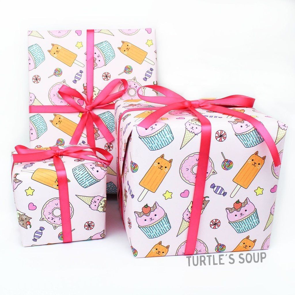 sweet treats cat gift wrap - the salty hive