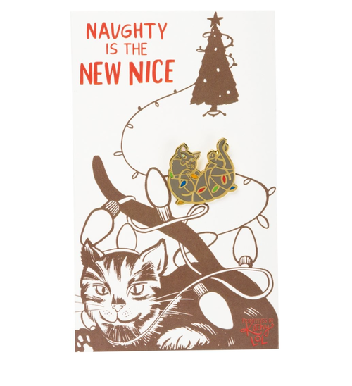 naughty christmas cat enamel pin - the salty hive