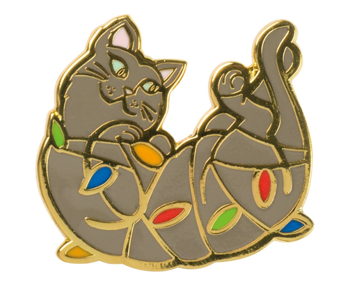 naughty christmas cat enamel pin - the salty hive